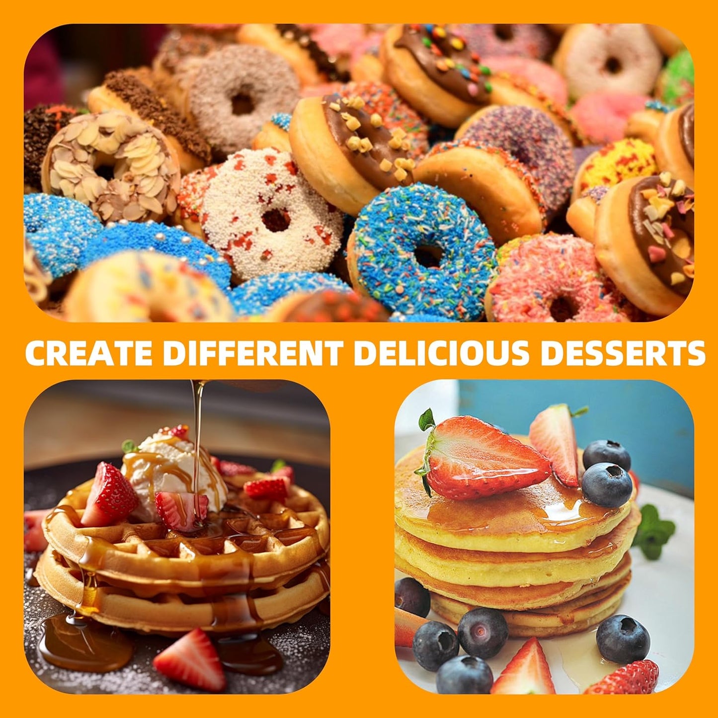 3 in 1 Mini Waffle Maker with Removable Plates-Waffles,Donuts,Pancakes all in Multimaker -Nonstick Surface for Easy Cleaning - Great Holiday Gift(Pink)