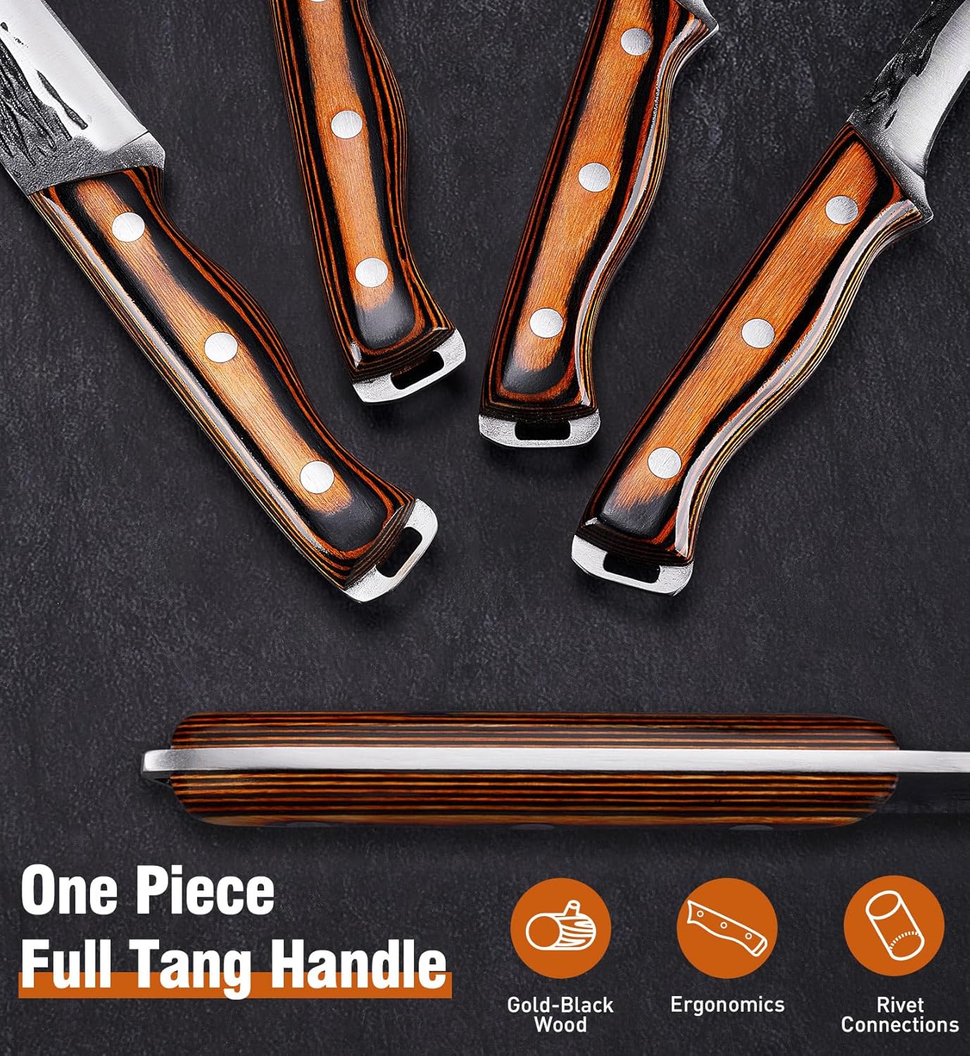 4PCS Hand Forged Butcher Knife and Kitchen Knife 2 in 1 Set, Heavy Duty Meat Cleaver Serbian Chef Knife Breaking Knife Boning Knife for Meat Cutting BBQ Gifts for Men Women