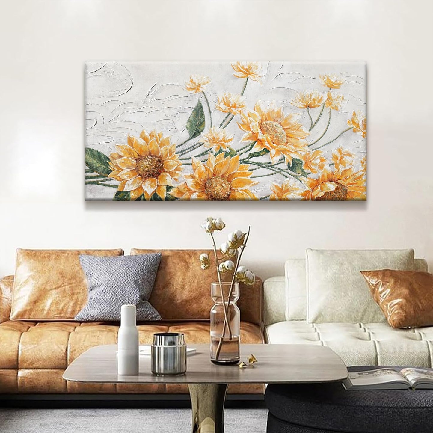 Wall Art Living Room Sunflower Wall Art Modern Canvas Art Wall Decor Home Wall Decor Suitable Pictures For Bedroom Apartment Office Can Be Hung 24" X 48"