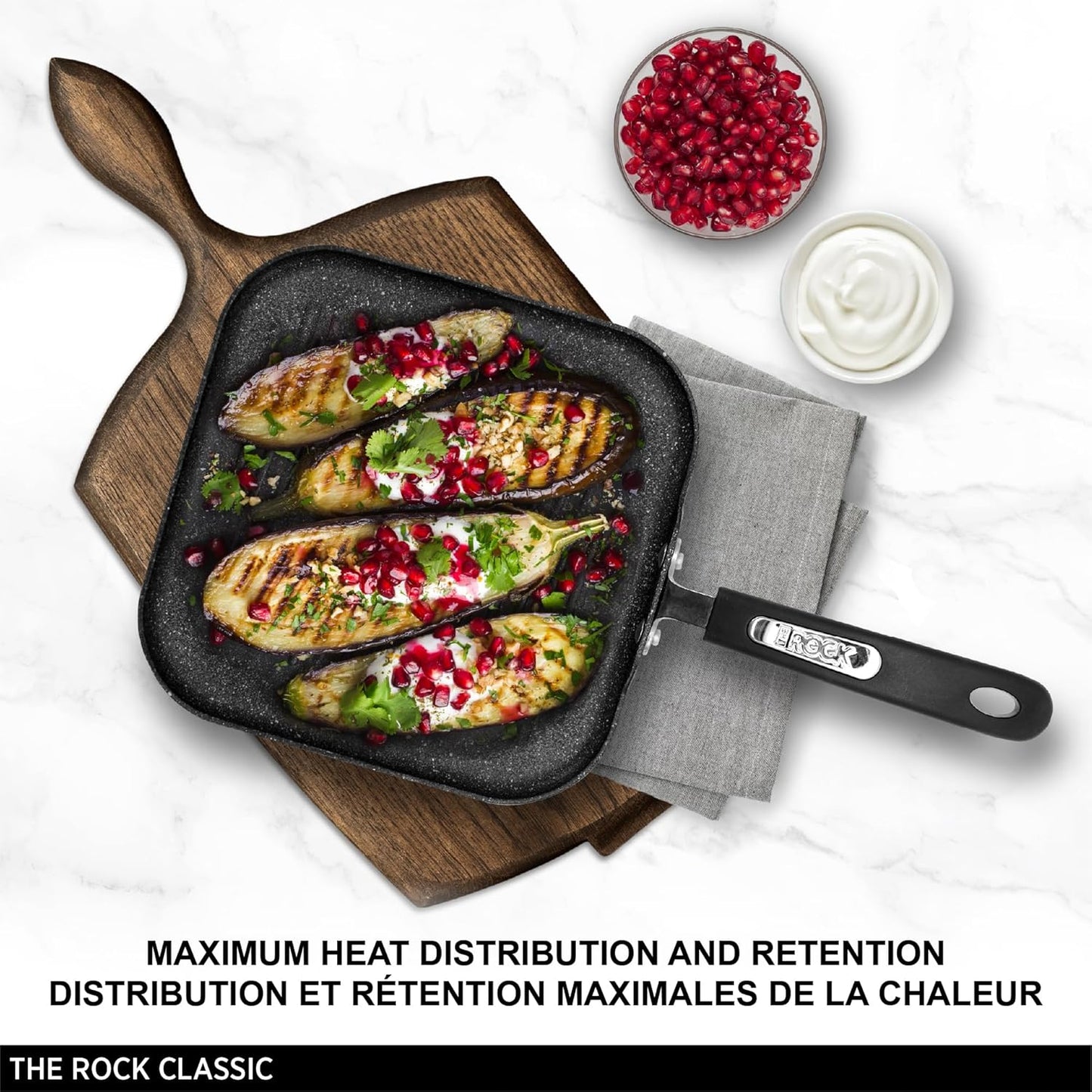 Starfrit The Rock 25cm (10") Non-Stick Grill Pan - Durable Forged Aluminium - Oven Safe - PFOA Free - Easy to Clean - Black