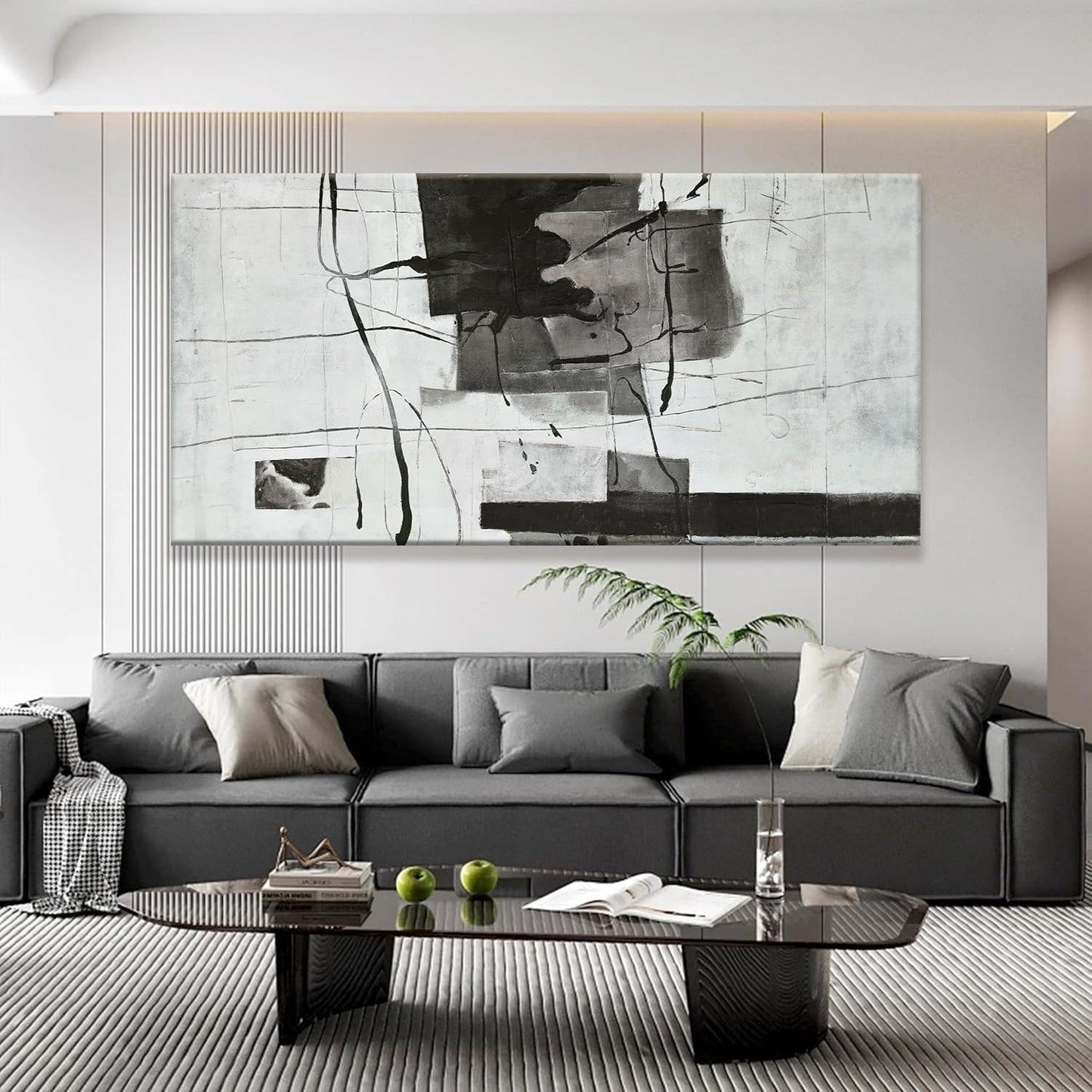 Suconvng Large Abstract Wall Art For Living Room Prints Artwork Abstract Canvas Art Wall Decor Black And White Wall Art Modern Painting For Hotel Office Home Artwork29x58 Inch