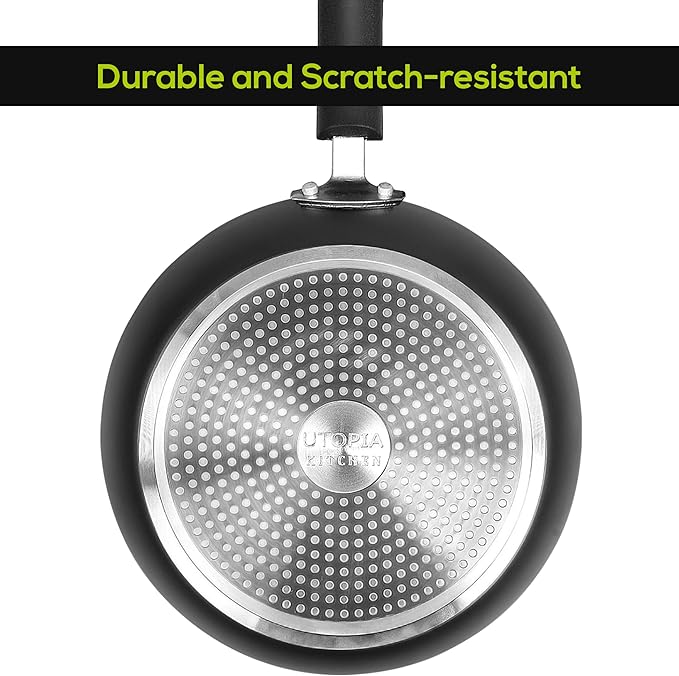 Utopia Kitchen Saute Fry Pan Nonstick Frying Pan 11 Inch Induction Bottom Aluminum Alloy and Scratch Resistant Body Riveted Handle (Grey-Black) Pack of 02