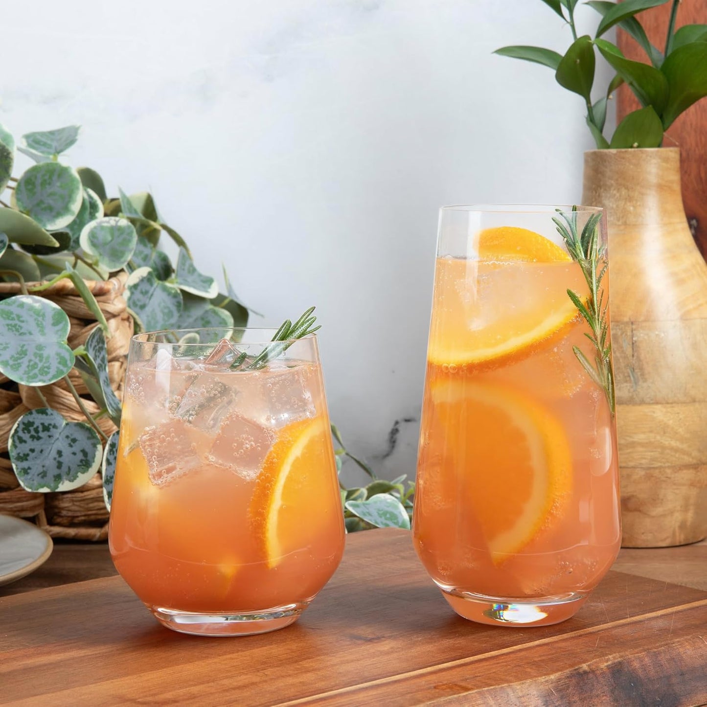 Larder & Vine Crystalline Glassware Tumbler Set, Artisan Drinkware for Cocktails, Water, Whiskey or Spirits, Handmade in Poland (Classic Tall)