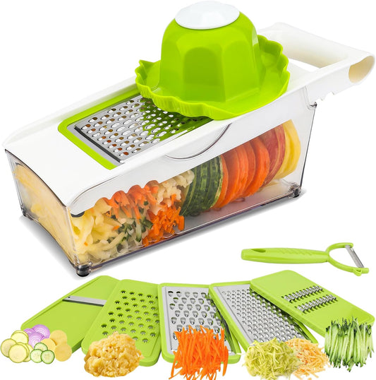 Graters For Kitchen, Cheese Grater with Container, Mandoline Slicer For Kitchen, Vegetable Grater, Carrot Shredder, Julienne Slicer and Peeler, Potato Slicer, Cheese Shredder