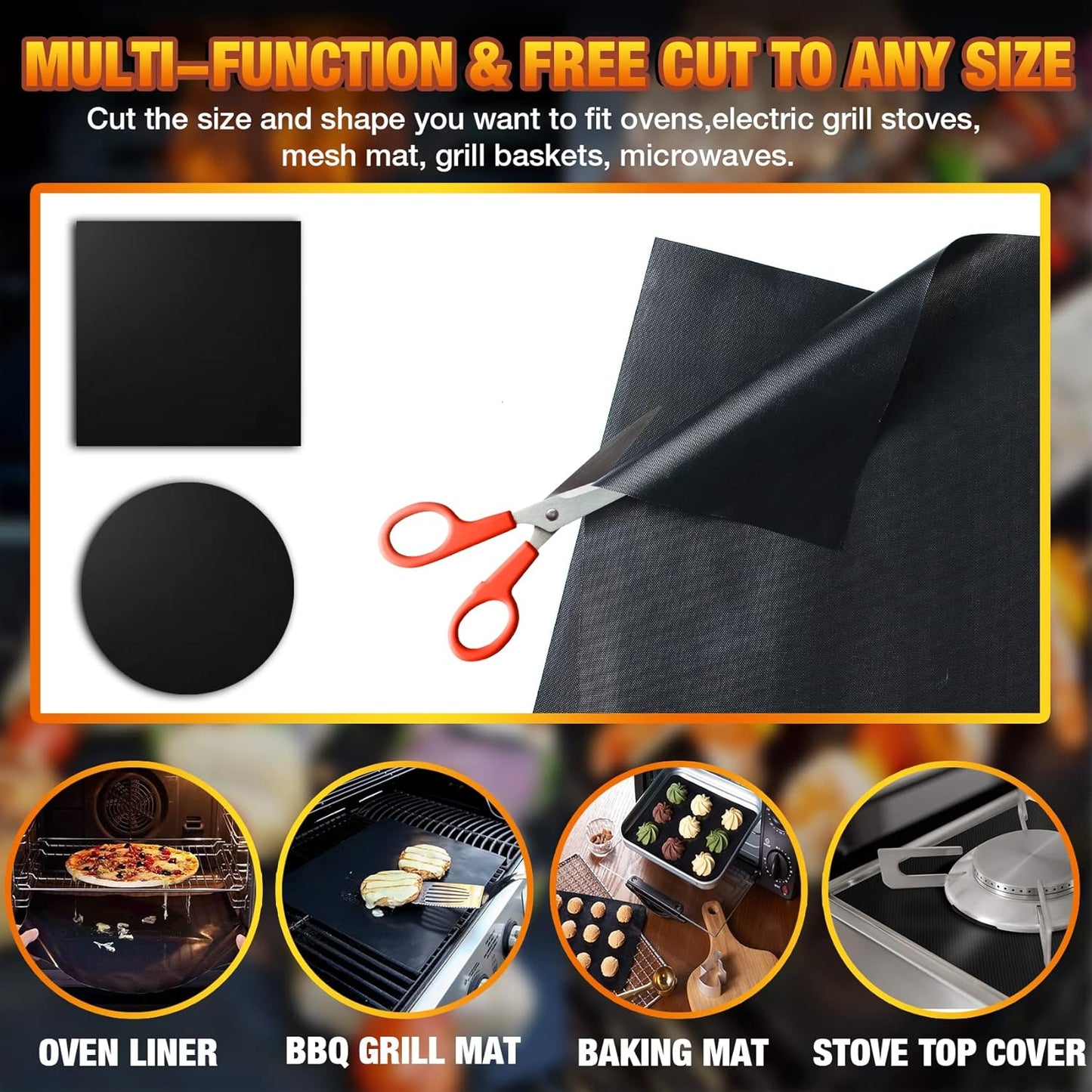 Oven Liners for Bottom of Oven/Electric Oven/Gas Oven/Toaster Oven/Air Fryer,Nonstick Heavy Duty Resuable Grill Mat PFOA Free Oven Mat Oven Protector Liner Baking Cooking Supplies,4 Pack,16x20 IN