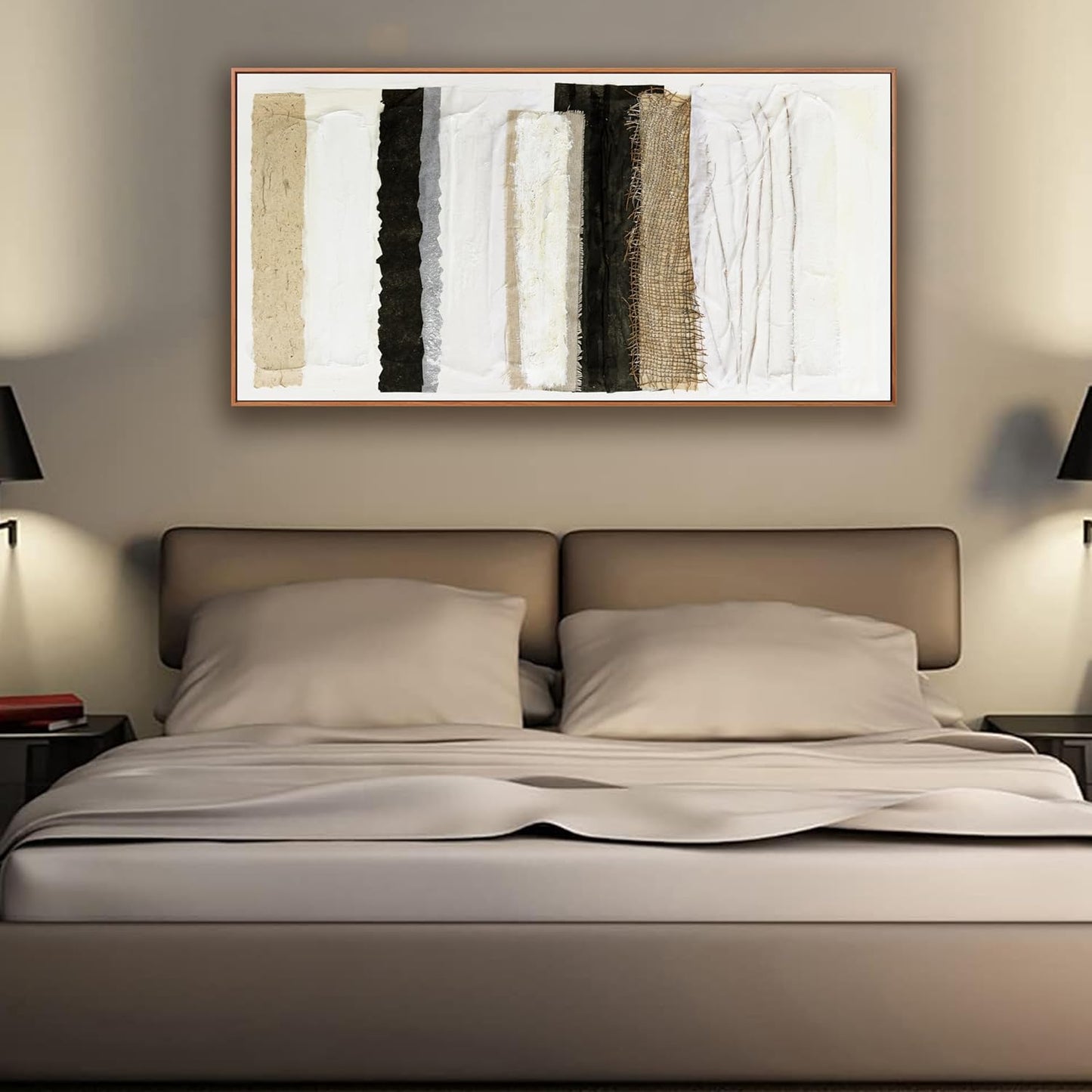 Abstract Canvas Wall Art Decor Maximalist Home paintings Decor Wall Art Prints Modern Framed Wall Decorations Multicolor Overlapping Strips Artwork 20×40 inch for Living Room Wall Bedroom Kitchen Office Decor