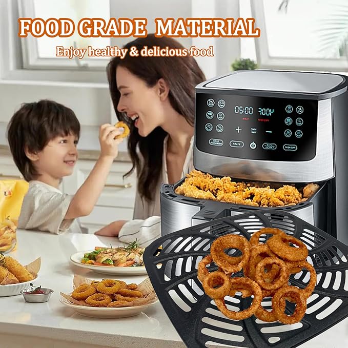 8QT Air Fryer Grill Plate for Gourmia GAF838 Digital Air Fryers, Upgraded Double Layer Nonstick Coating Air Fryer Grill Pan Crisper Tray Grate for Gourmia 8QT Air Fryer, Dishwasher Safe