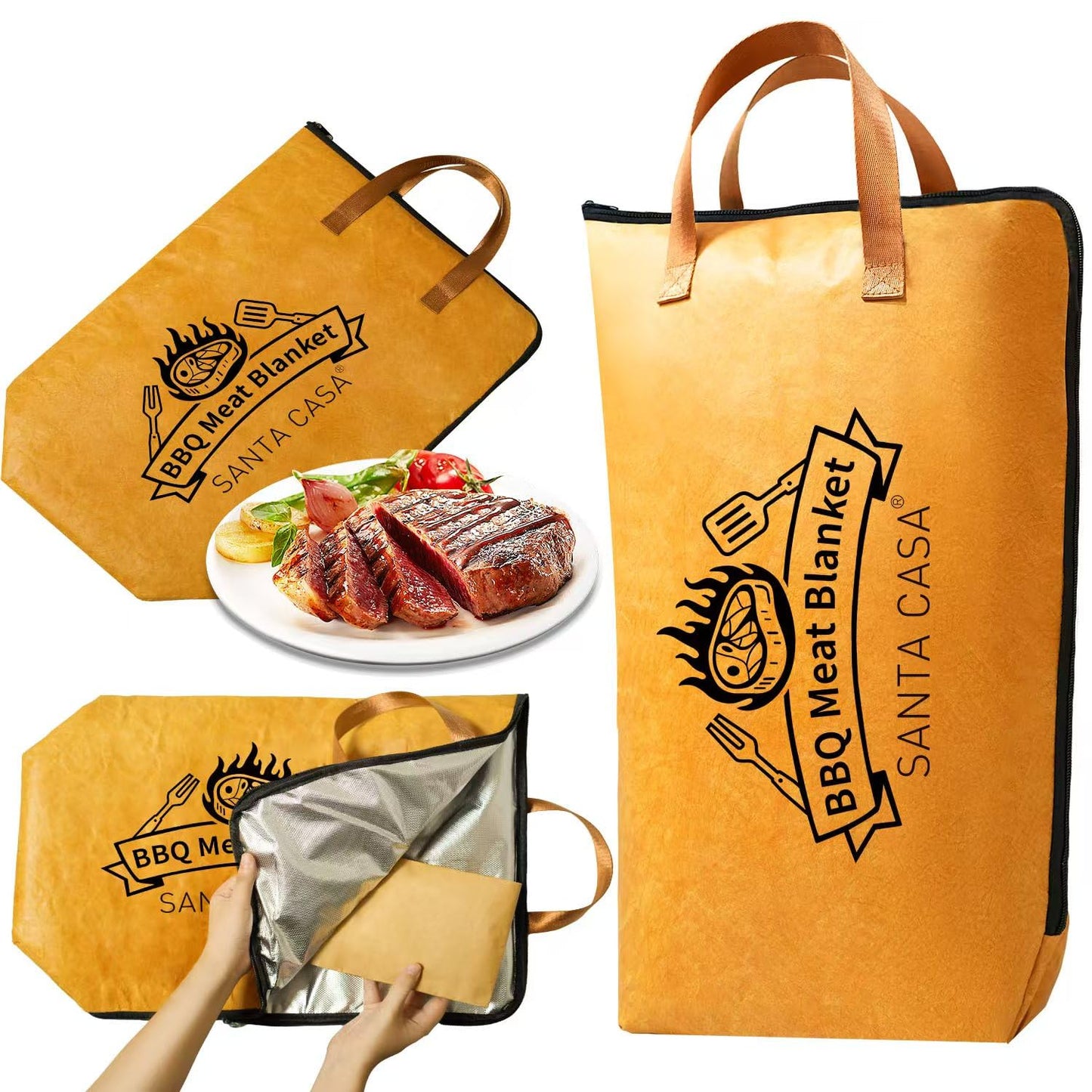 BBQ Blanket for Resting Meat, Insulated Thermal Bag with Leak-Proof Base | Wide Mouth 5-Layer Heat Retention Blanket for Turkey, Pork Shoulder & Beef | Christmas Gifts for Men, Dad, Grill Lovers (21 Inch)