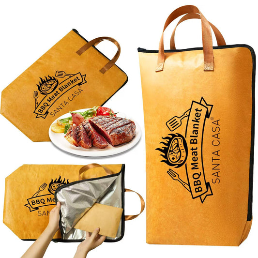 BBQ Blanket for Resting Meat, Insulated Thermal Bag with Leak-Proof Base | Wide Mouth 5-Layer Heat Retention Blanket for Turkey, Pork Shoulder & Beef | Christmas Gifts for Men, Dad, Grill Lovers (21 Inch)