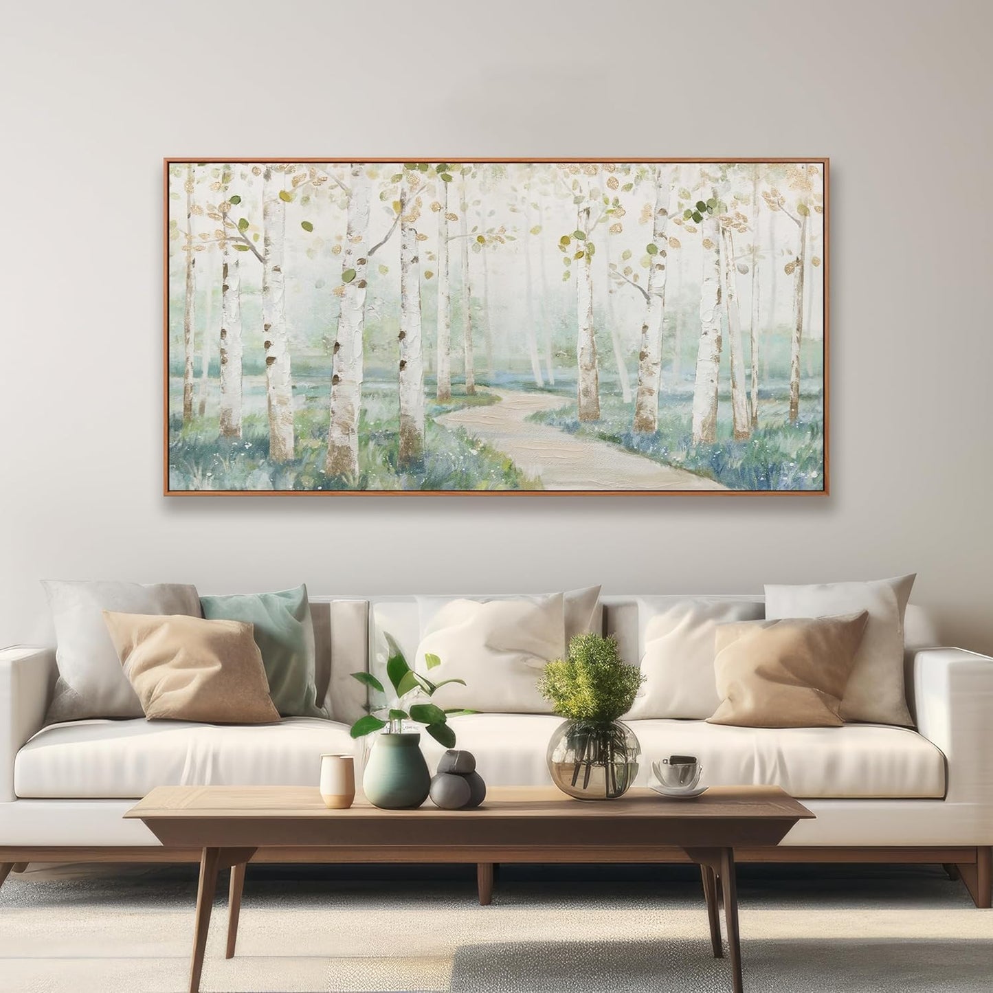 Modern Natural Landscape Canvas Wall Art Decor Home Decor Wall Art Prints Colorful Forest Path Framed Landscape Wall Art Decorations for Living Room Wall Bedroom Kitchen Office Decor 24"×48"