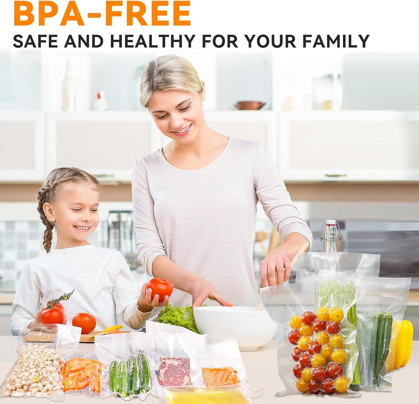 Wevac Vacuum Sealer Bags – 100 Count (6″×10″ & 8″×12″), Heavy-Duty BPA-Free Food Storage Bags, Puncture-Resistant, Freezer & Sous Vide Safe, Compatible with All Vacuum Sealers