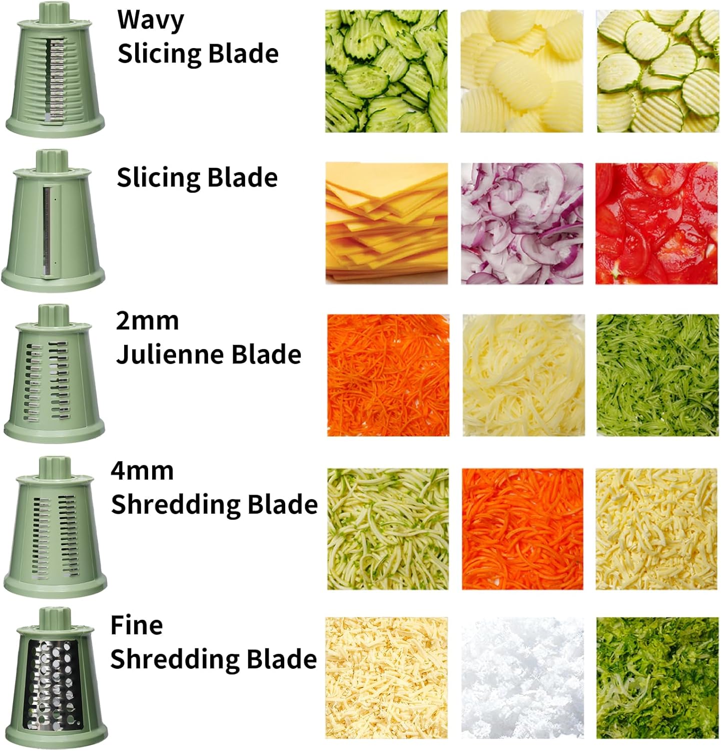 Rotary Cheese Grater Shredder - Upgraded 5 in 1 Cheese Grater with Handle and Strong Suction Base, Multi-purpose Julienne Slicer Ice Shaver Nuts Grinder for Ice, Vegetables, Fruit, Nuts