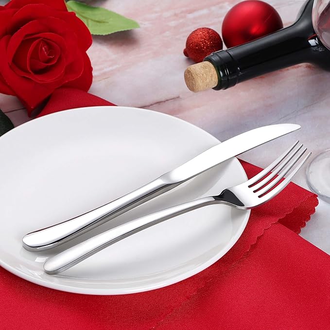 Onader 65 Piece Heavy Duty Silverware Set with Serving Utensils, Stainless Steel Flatware Cutlery Set for 12