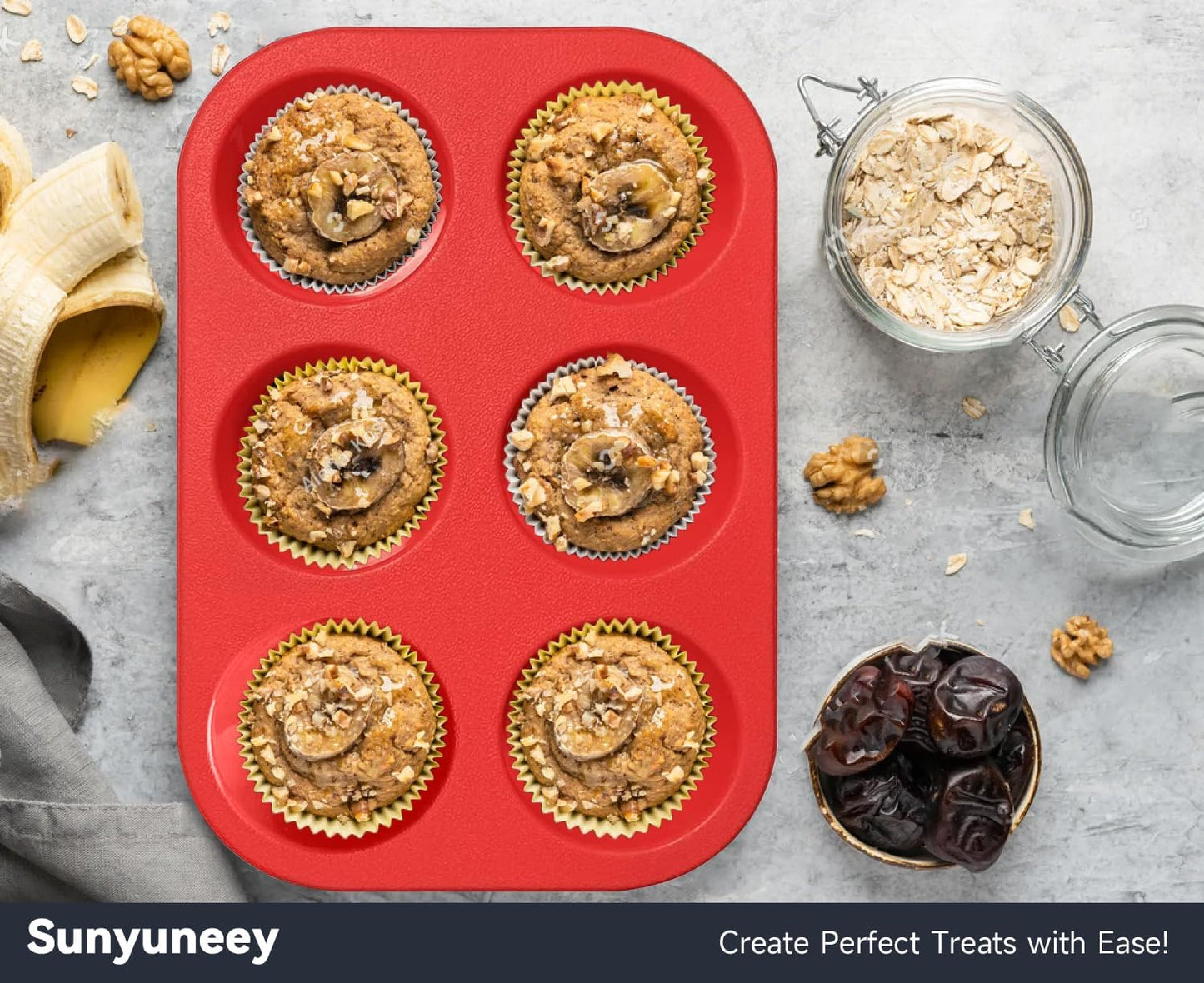 Commercial-Grade Silicone Muffin Pan (2-Pack) - 6-Cup Non-Stick Mold for Baking, Meal Prep & Crafts | Oven/Dishwasher Safe, BPA-Free, Perfect for Cupcakes, Savory Bites & Soap Making