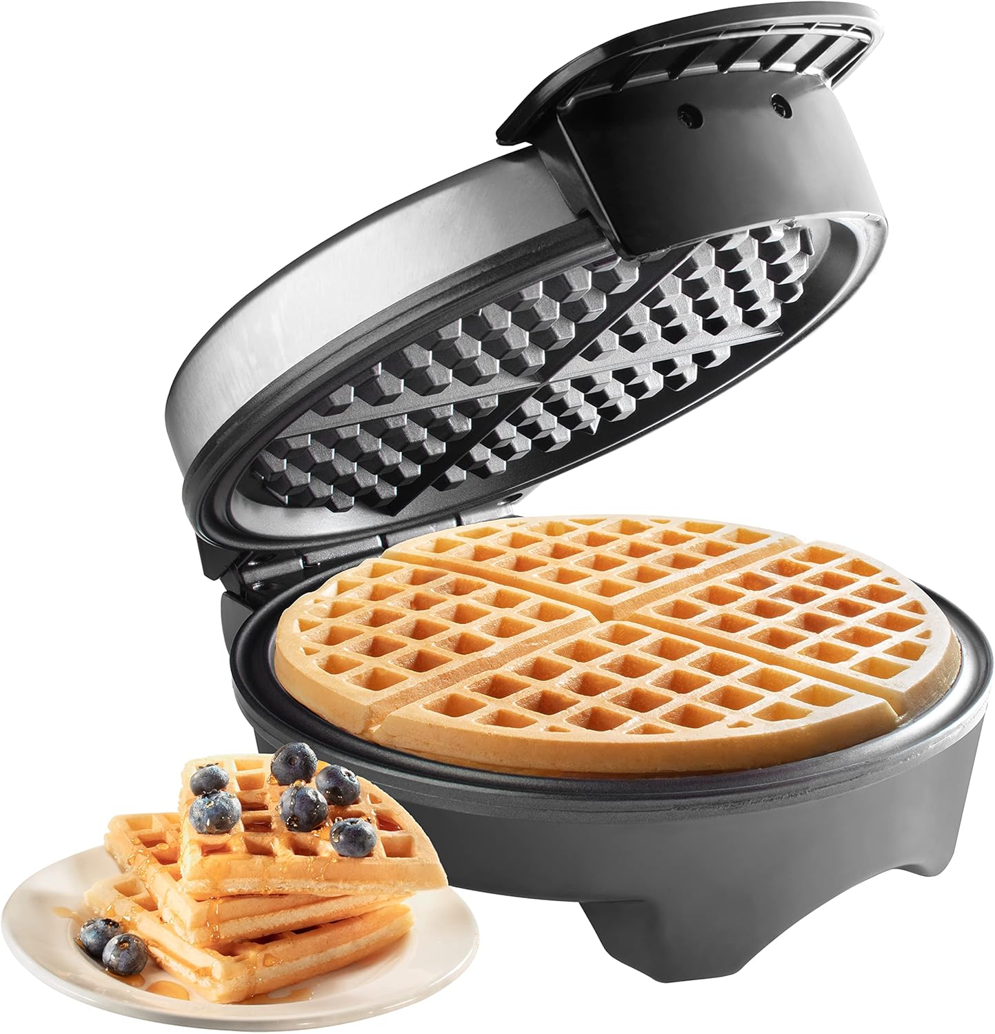 Waffle Maker by Cucina Pro- Griddle Makes 7 Inch Thin, American Style Waffles for Holiday Breakfast- NonStick Waffler Iron w Adjustable Temperature Control, Easy to Use Kitchen Essential, Xmas Gift