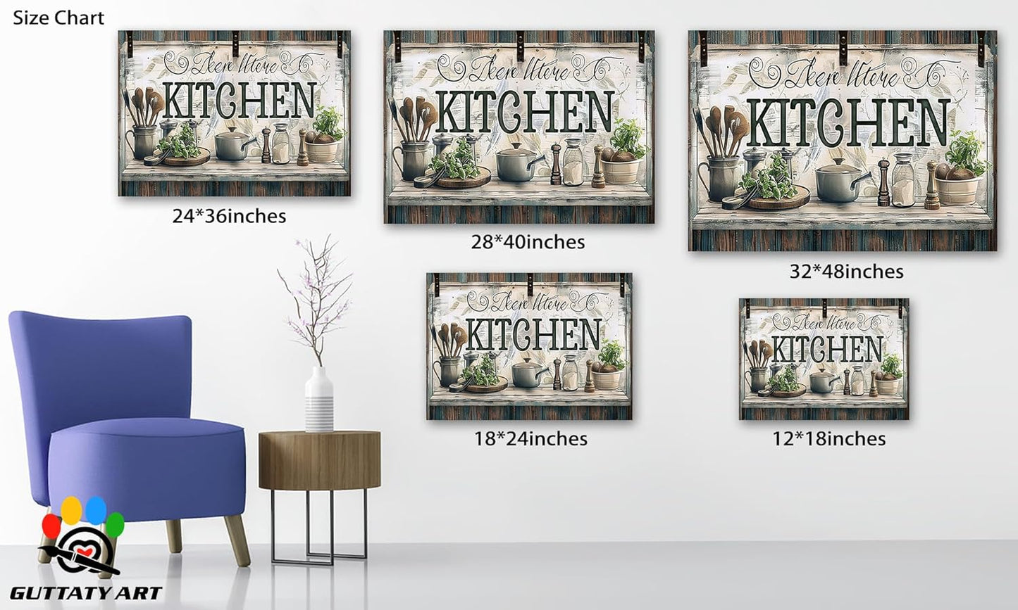 GUTTATY Farmhouse Wall Art Rustic Kitchen Decor, Ready to Hang Graffiti Kitchen Canvas Print Spoon And Vegetable,Vintage Posters Prints for Dinning Room Home Kitchen Restaurant Painting 18×24 Inch