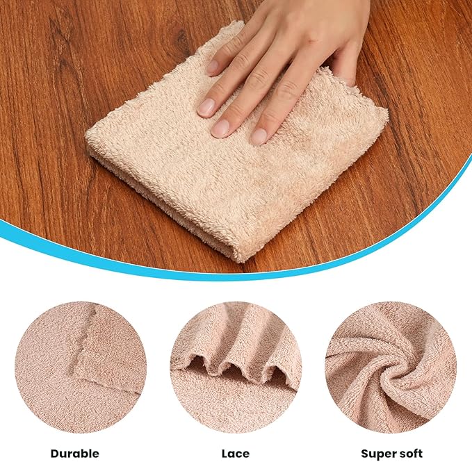 12 Pack Cleaning Cloth,Ultra Soft Absorbent Quick Drying Microfiber Cleaning Rags,No Scratches,Reusable,Washable,Lint Free Cleaning Towels for Kitchen,Window,Glass,car,11.8"×11.8"(Camel)
