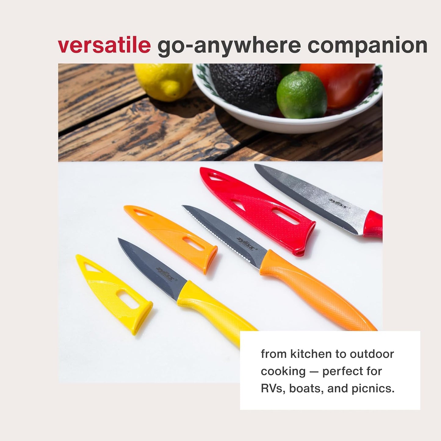 Zyliss Utility Kitchen Knives with Sheath Covers - Dishwasher Safe - Stainless Steel Kitchen Knives Perfect for Cutting Meat, Vegetables & Fruit - 3 Piece Paring Set