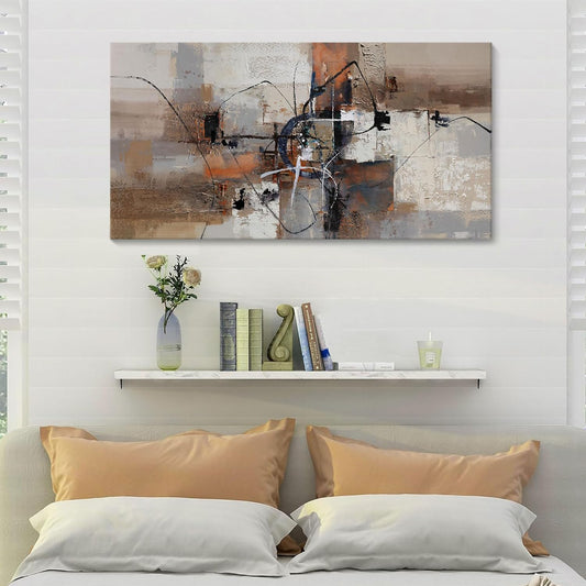 YDYSUNE Abstract Canvas Wall Art, Modern Wall Decor Painting, Brown Room Decorations, Orange Wall Art for Living Room, Bedroom, Office Artwork Wall Decor 24×48IN