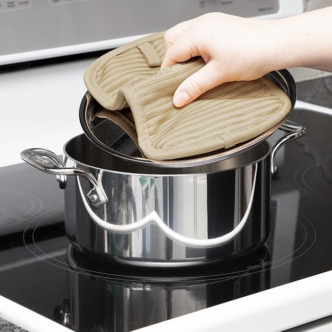 All-Clad Premium Pot Holder & Hot Pad: Heat Resistant to 500 Degrees - 100% Cotton, 10"x6.25" Hot Pad for Kitchen and Barbeque, (1-Pack), Cappuccino