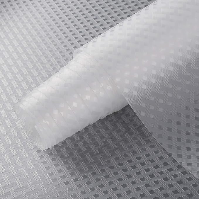 HooTown Shelf Liner Kitchen Cabinet Drawer Mats 23.6 Inch Wide x 393.7 Inch Long, Non Slip EVA Plastic Water Resistant Pad for Bathroom Drawers,Shoe Shelves, Under Sink, Clear