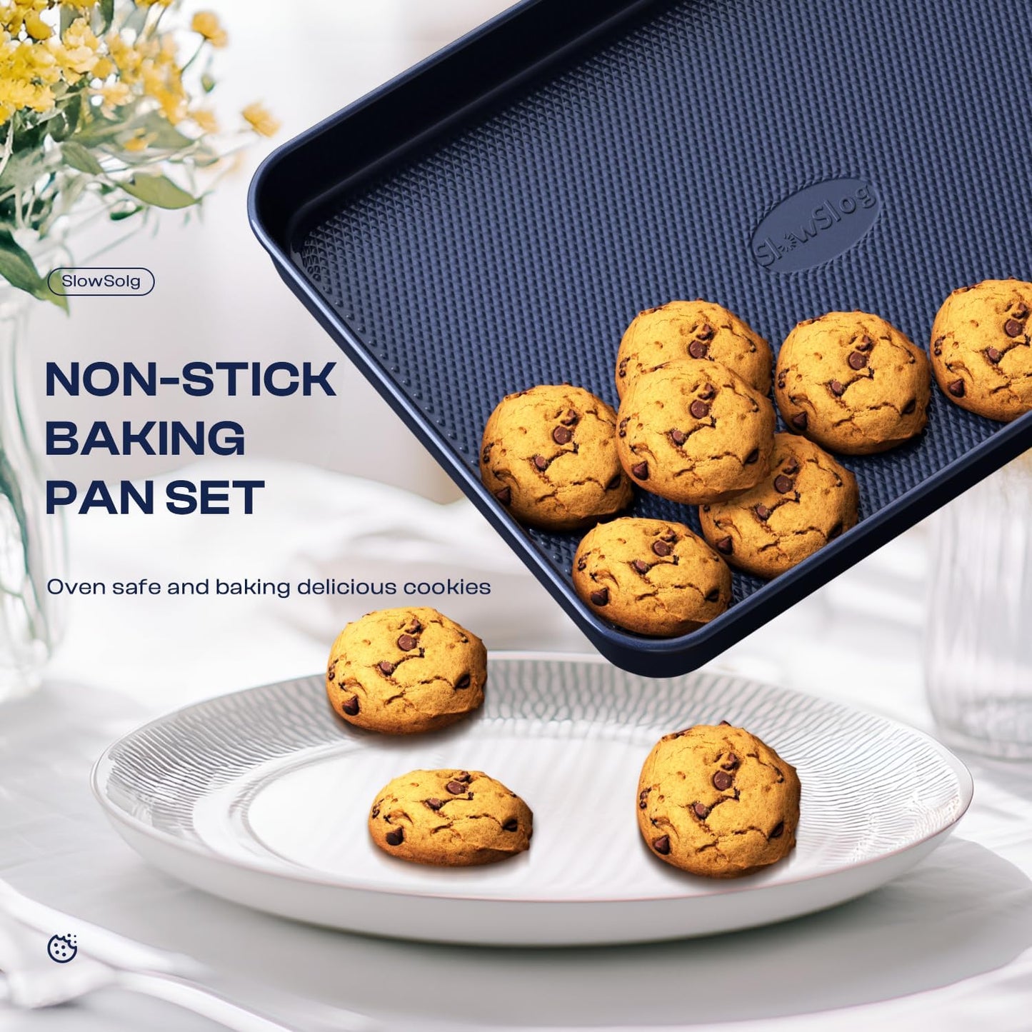 Baking Pans Set 8-Piece Bakeware Sets, Baking Sets for Cooking Nonstick Oven Pan Set, Baking Sheet Set, Cookie Sheets for Baking, Muffin Pan, Ceramic Coated Blue