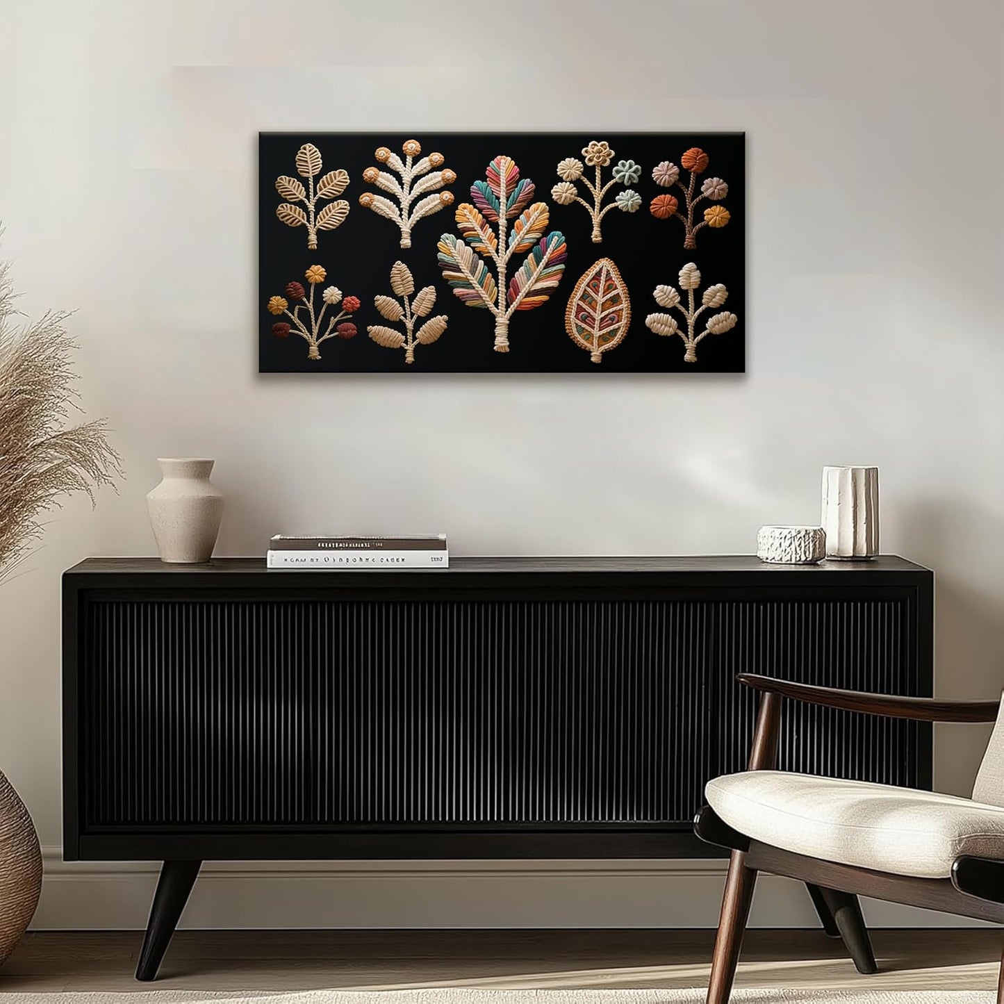 Tsomzxng Boho Black Wall Art Modern Bohemian Canvas Wall Art Decor Multicolor Painting Prints Boho Wall Art For Apartment Bedroom Nursery Backdrop 20" X 40" Ready To Hanging