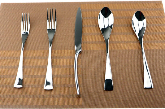 Silverware Set Mirror Polished Utensils – 5-Piece Flatware Set – Service for 1 – Stainless Steel Cutlery Kit of Dinner Forks, Spoons, Knives, Salad Forks & Teaspoons