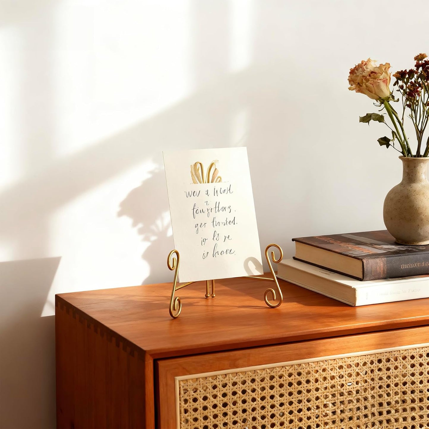 Gold Plate Stand, 6 Inch Decorative Holder for Displaying Platters, Heavy-Duty Metal Easel Stand for Picture, Photo Frame, Books and Round Objects