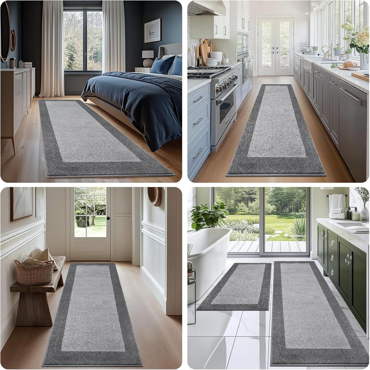 Machine Washable Kitchen Rug 24" x 70", Non Slip Kitchen Mat for Floor, Absorbent Entrance Runner Rug for Bedroom, Hallway, Bathroom, Door (Roll Packing)