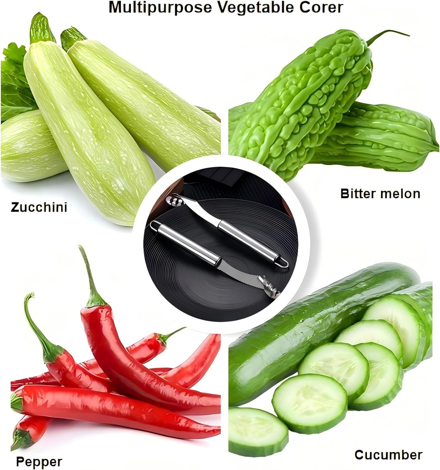 2 Peices Jalapeno Pepper Corer Tool,Stainless Steel Pepper Seed Remover,Jalapeno Popper Cutter,Fruit and Vegetables Corer Tool for Family Kitchen-0.79 * 8.6In