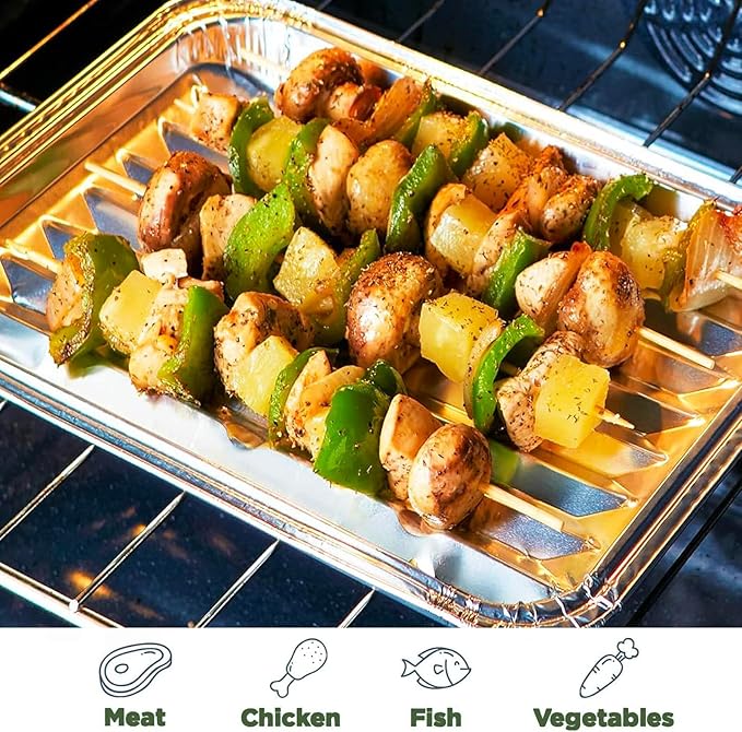 13" Food-Grade Aluminum Foil Disposable Grilling Trays of 20 pcs -13x8.6 Inches, Grill Basket with Holes Grilling Pans for Barbecue Foods