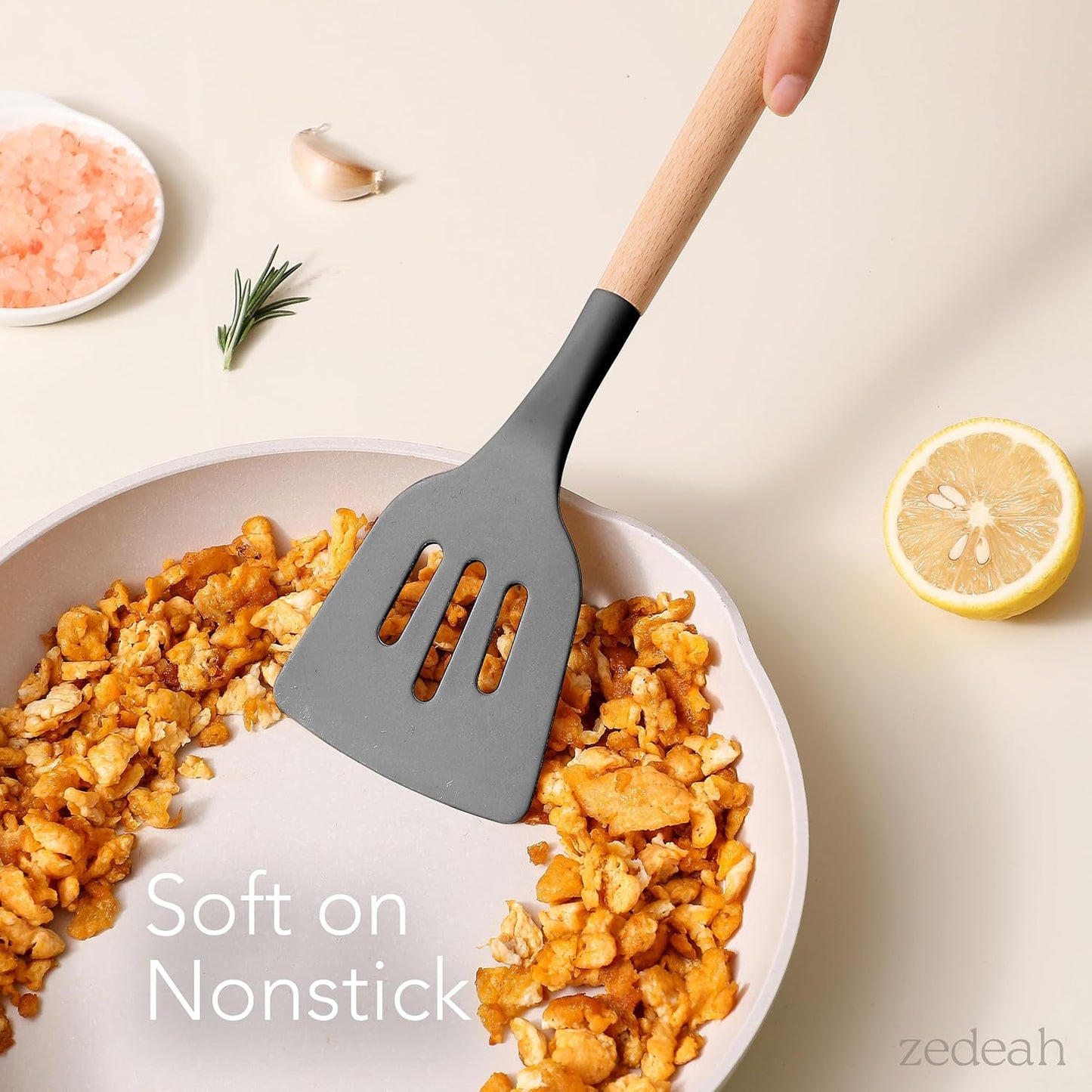 11-Piece Silicone Kitchen Utensil Set with Spatulas, Tongs, Whisk, Turner & Ladle – Heat Resistant, Non-Scratch Cooking Tools with Wooden Handles, Dishwasher Safe, BPA-Free (Black)