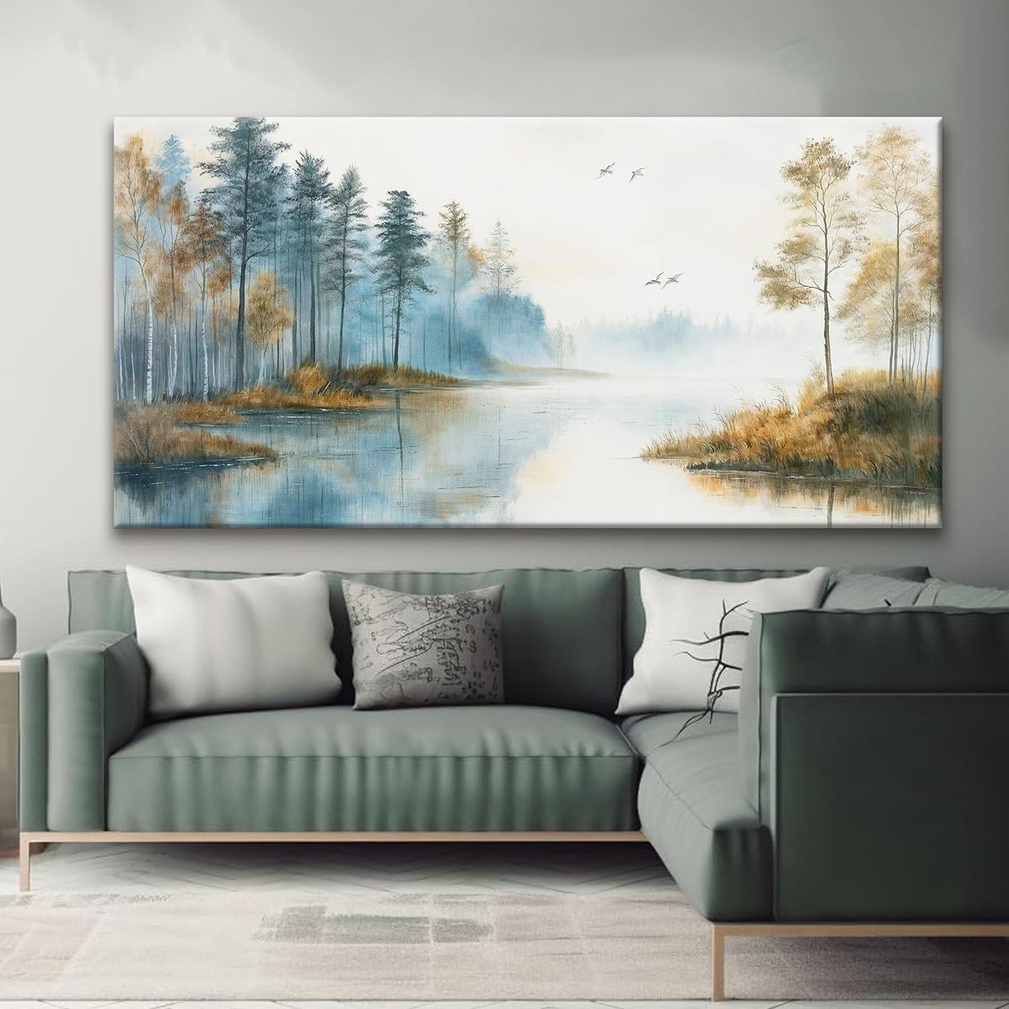 Suconvng Large Wall Art For Living Room Landscape Canvas Art Wall Decor Modern Tree Forest Wall Art Painting Prints Picture For Bedroom Office Kitchen Home Wall Decor 29"X58"