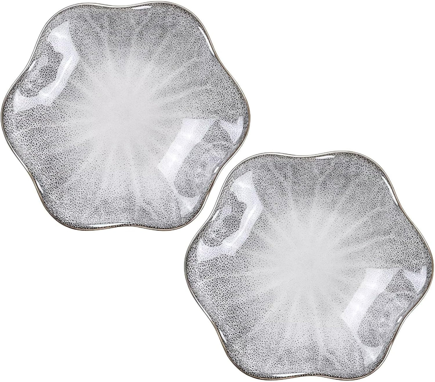 2Pcs Ceramic Jewelry Dish - Lotus Leaf Shape, for Ring Holder Necklace Small Key, Suitable for Mother Friend Sister, Gifts for Women, Cute Plate Trinket Tray, Home Decor (Grey - 2Pcs)