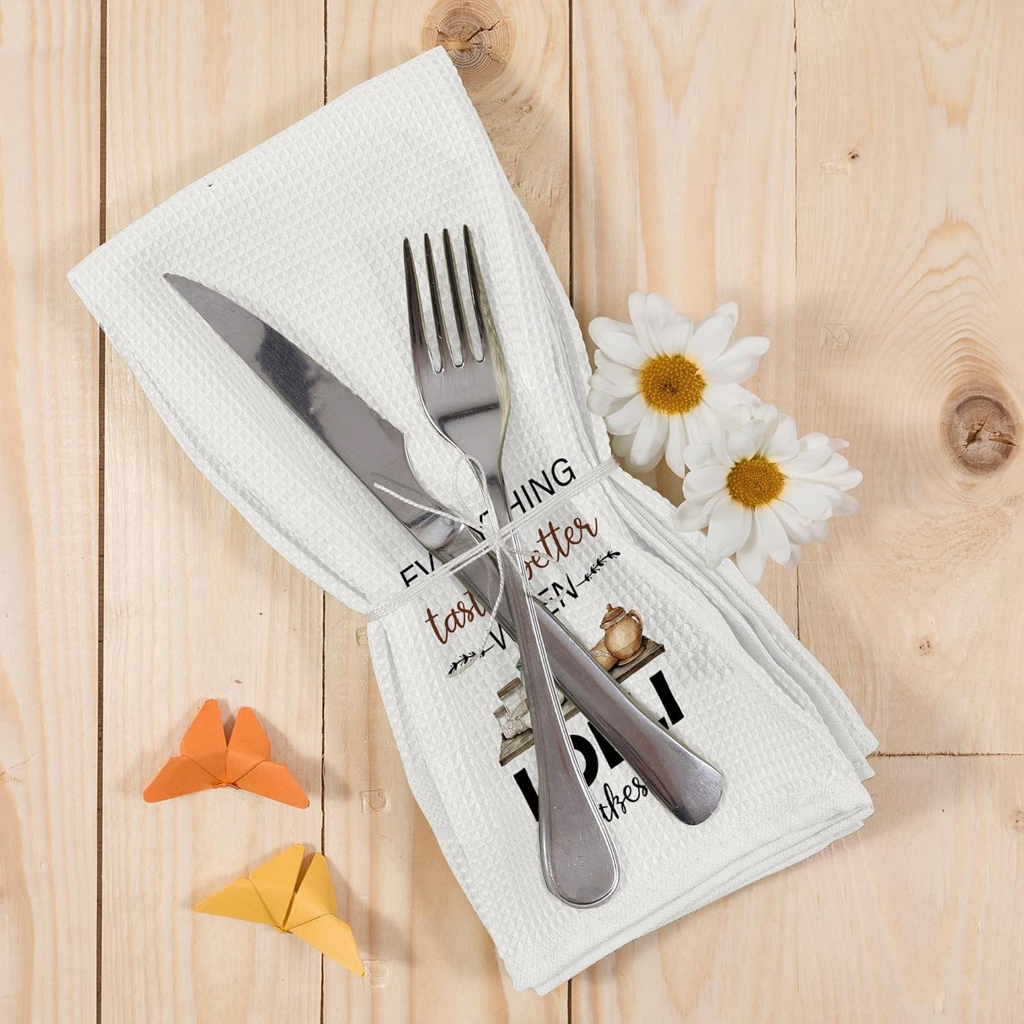 Lolli Gifts Kitchen Dish Towels, Grandma Grandmother Gifts for Lola Women from Grandsons Grandchildren, Watercolor Cooking Utensils Hand Towels Kitchen Tea Towels Decorations, 16x24inch