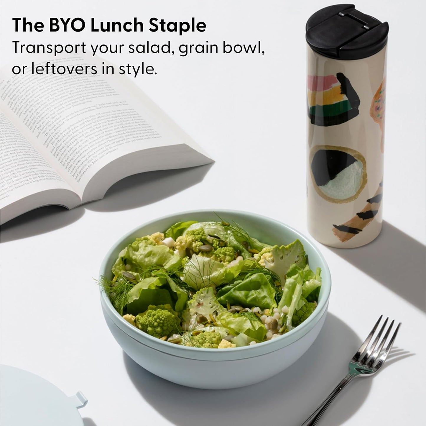 W&P Porter Ceramic Bowl Lunch Container w/ Protective Non-slip Exterior, Cream 1 Liter | Lid & Snap-tight Silicone Strap | Food Storage, Bento Box, Meal Prep | BPA-Free Ceramic