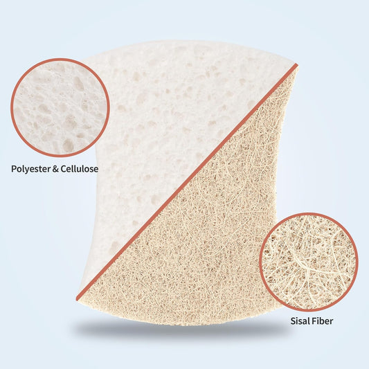 HOMERHYME Natural Dish Sponge 48 Pack, Non-Scratch Scrub Sponge, Eco Multipurpose Kitchen Sisal Fiber Cellulose Sponge, Odor-Less Dual-Sided for Dish Washing & Household Cleaning