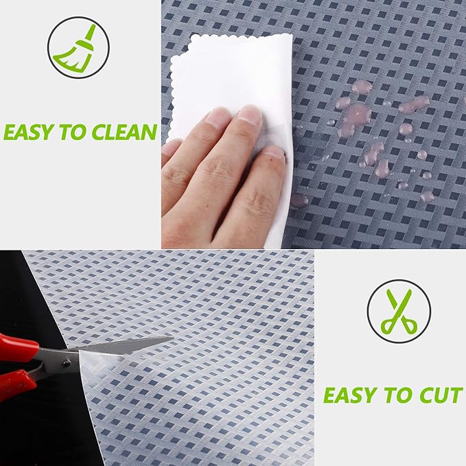 HooTown Shelf Liner Kitchen Cabinet Drawer Mats 23.6 Inch Wide x 196.8 Inch Long, Non Slip EVA Plastic Water Resistant Pad for Bathroom Drawers,Shoe Shelves, Under Sink, Clear