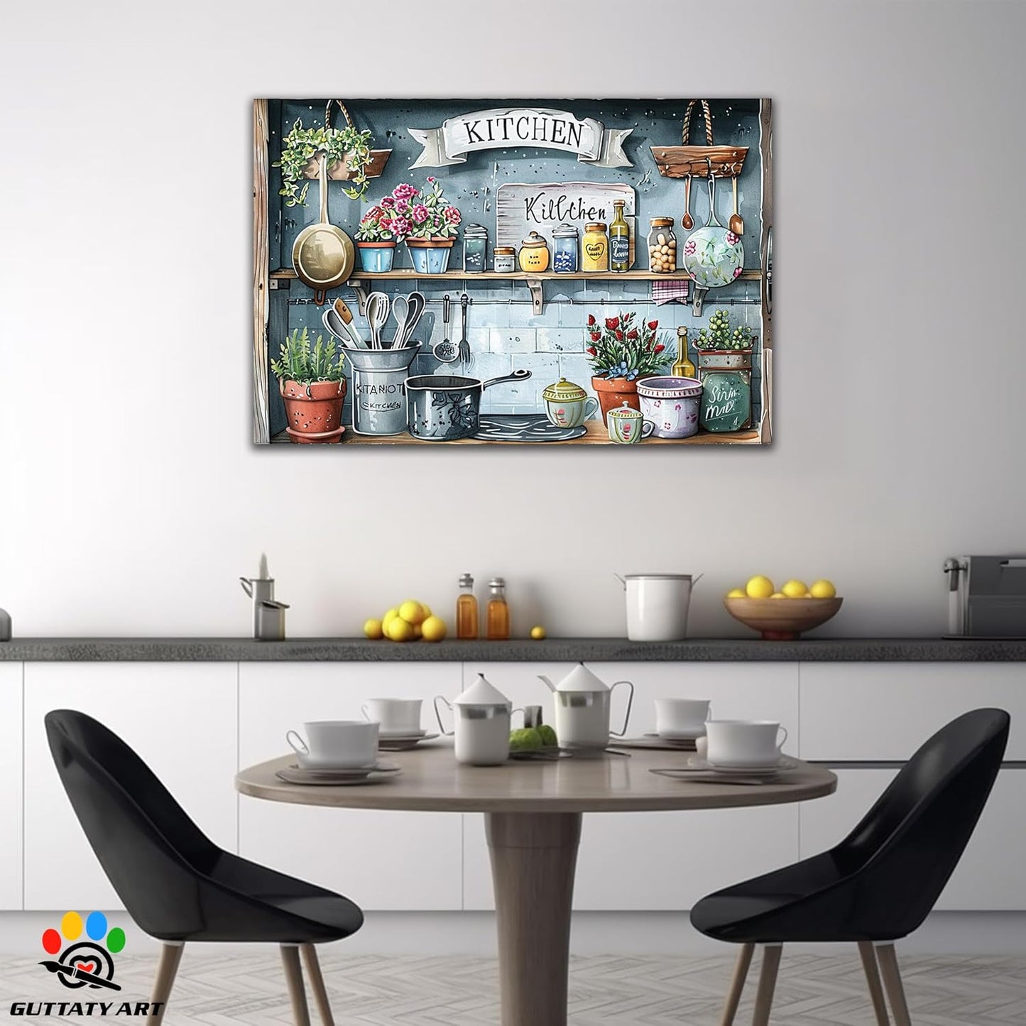 GUTTATY Farmhouse Wall Art Rustic Kitchen Decor, Ready to Hang Kitchen Canvas Print Spoon in Cupboard,Vintage Posters Prints for Dinning Room Home Kitchen Restaurant Painting 28×40 Inch