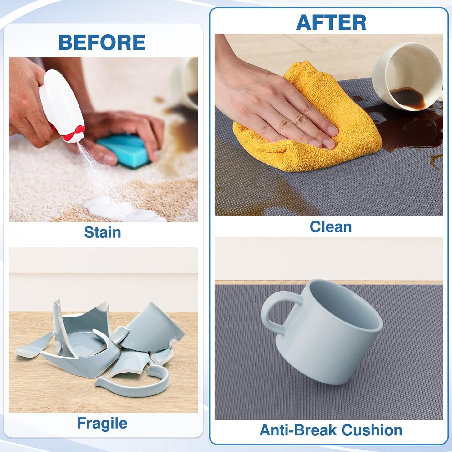 StepRite Kitchen Mats, 2PCS Kitchen Rugs, Cushioned Anti Fatigue Kitchen Mats for Floor, Non-Slip Standing Desk Mat, Waterproof Kitchen Rug Set for Kitchen, Floor, Office, 17.3"x30"+17.3"x47", Grey