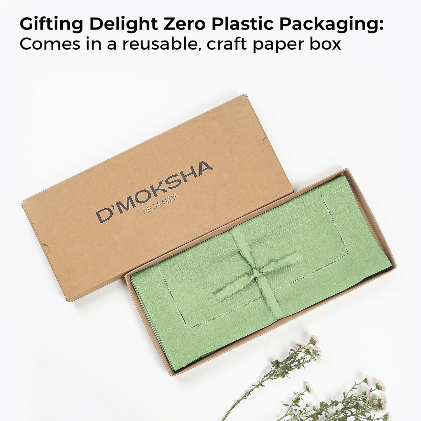 D'Moksha Homes Linen Sage Green Table Runner 132 Inches Long - 100% Pure Linen Extra Long Table Runner 14 x 132 Inch for Fall, Autumn and Halloween - Classic Hemstitch