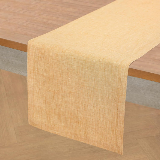 Solino Home Linen Table Runner 36 Inches - 100% Pure Linen Golden Nugget Table Runner 14 x 36 Inch Ideal for Dresser and Coffee Tables - Fall, Autumn, Thanksgiving - Athena