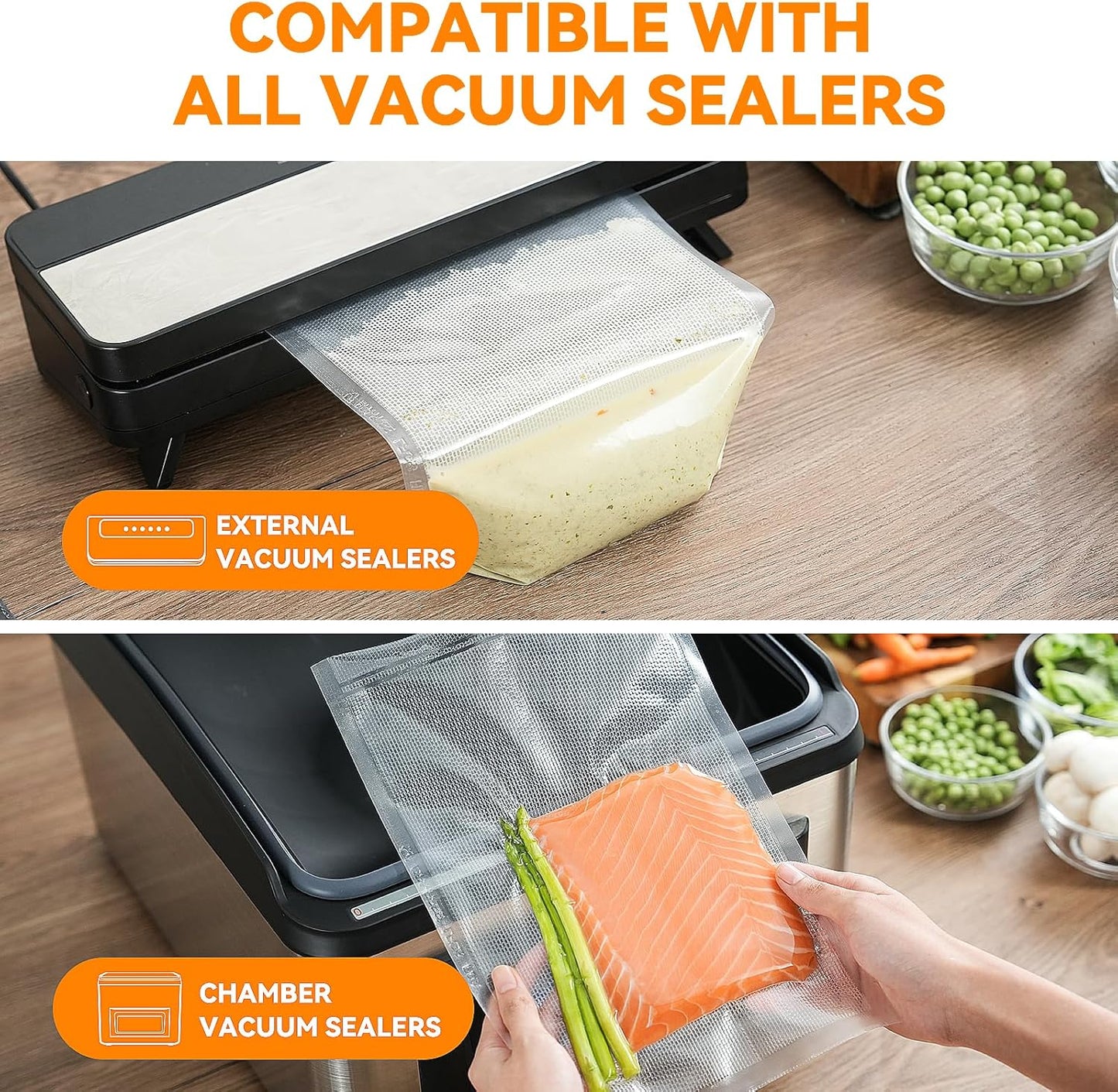 Wevac Vacuum Sealer Bags – 50 Count (6″×10″), Heavy-Duty BPA-Free Food Storage Bags, Puncture-Resistant, Freezer & Sous Vide Safe, Compatible with All Vacuum Sealers