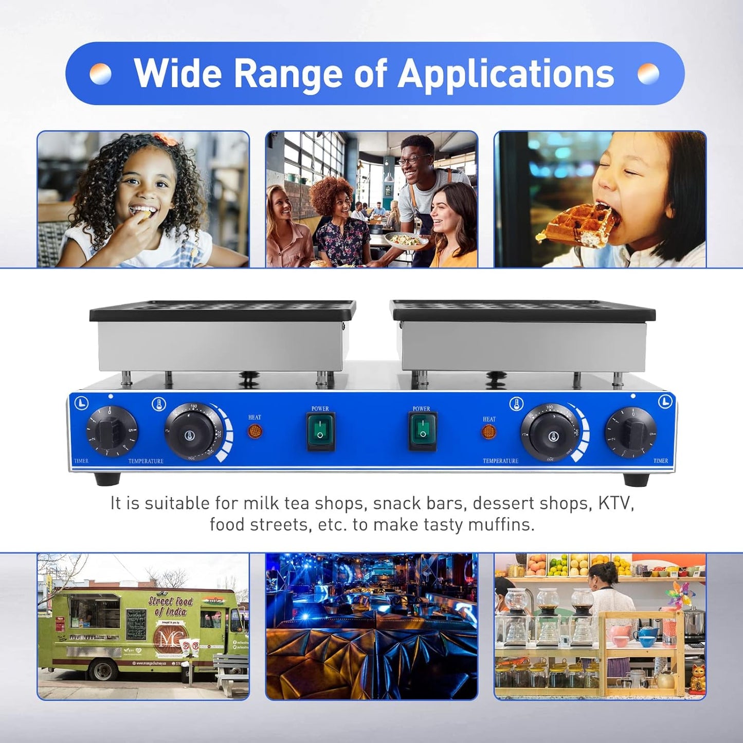 50 Holes Mini Dutch Pancakes Maker,Mini Dutch Pancake Baker,Nonstick Waffle Maker Machine,Electric Pancake Maker for Restaurants Household 110V…