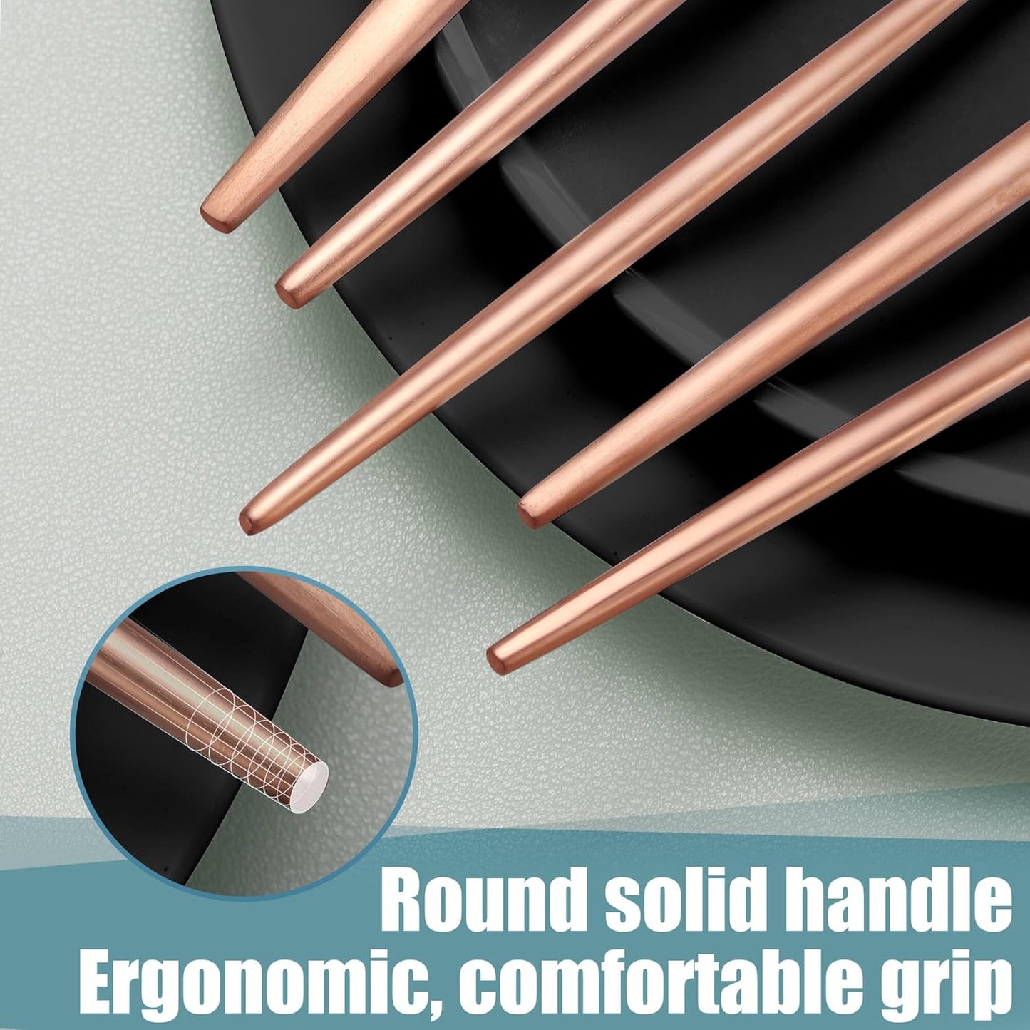 Lemeya Matte Rose Gold Silverware Set for 6,Modern Stainless Steel Brushed Cutlery Set,30-Pieces Heavy Duty Flatware Set,Knives Spoons and Forks Set Utensils Set, Satin Finish, Dishwasher Safe