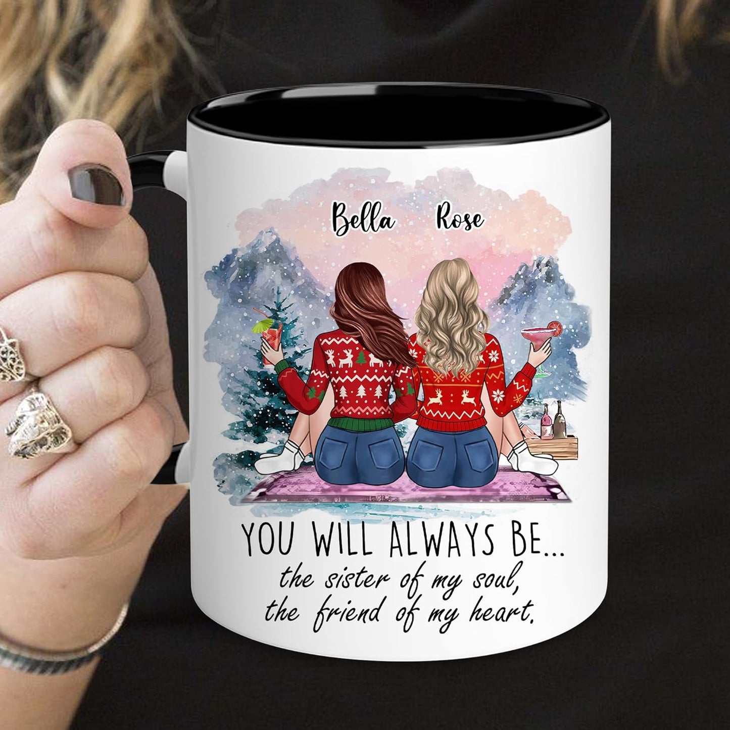 Personalized Best Friend Coffee Mug - Christmas Birthday Gifts For BFF, Her - You Always Be Sister Of My Soul Friend Of My Heart - Friendship Birthday Gifts Coffee Mug For Bestie, Bff