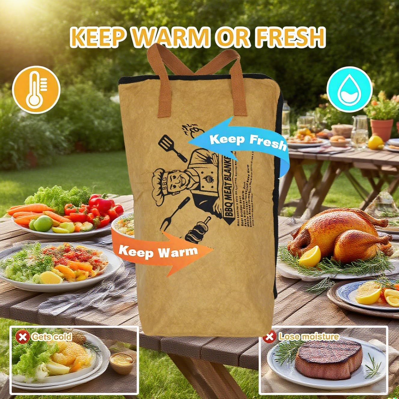 BBQ Blanket for Resting Meat-Insulated Smoker Grilling Bag Meat Resting Bags Meat Blanket Bag BBQ Accessories Smoker Accessories Grill Accessories Grilling Gifts for Men 6 PCS