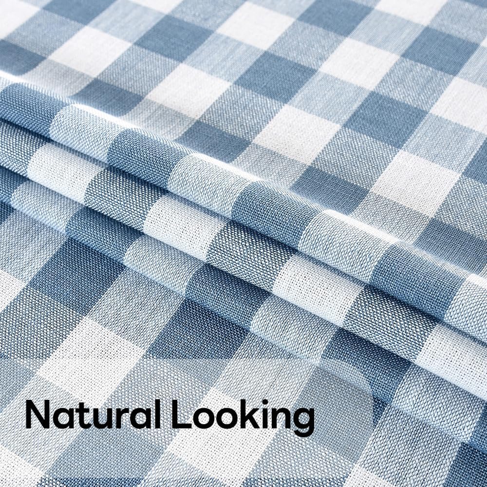 Gingham Tablecloth Rectangle Table Cloth Heavy Duty Cotton Checkered Table Cover for Spring Picnic Kitchen Dining(C-Sky Blue, 52x52 inch)