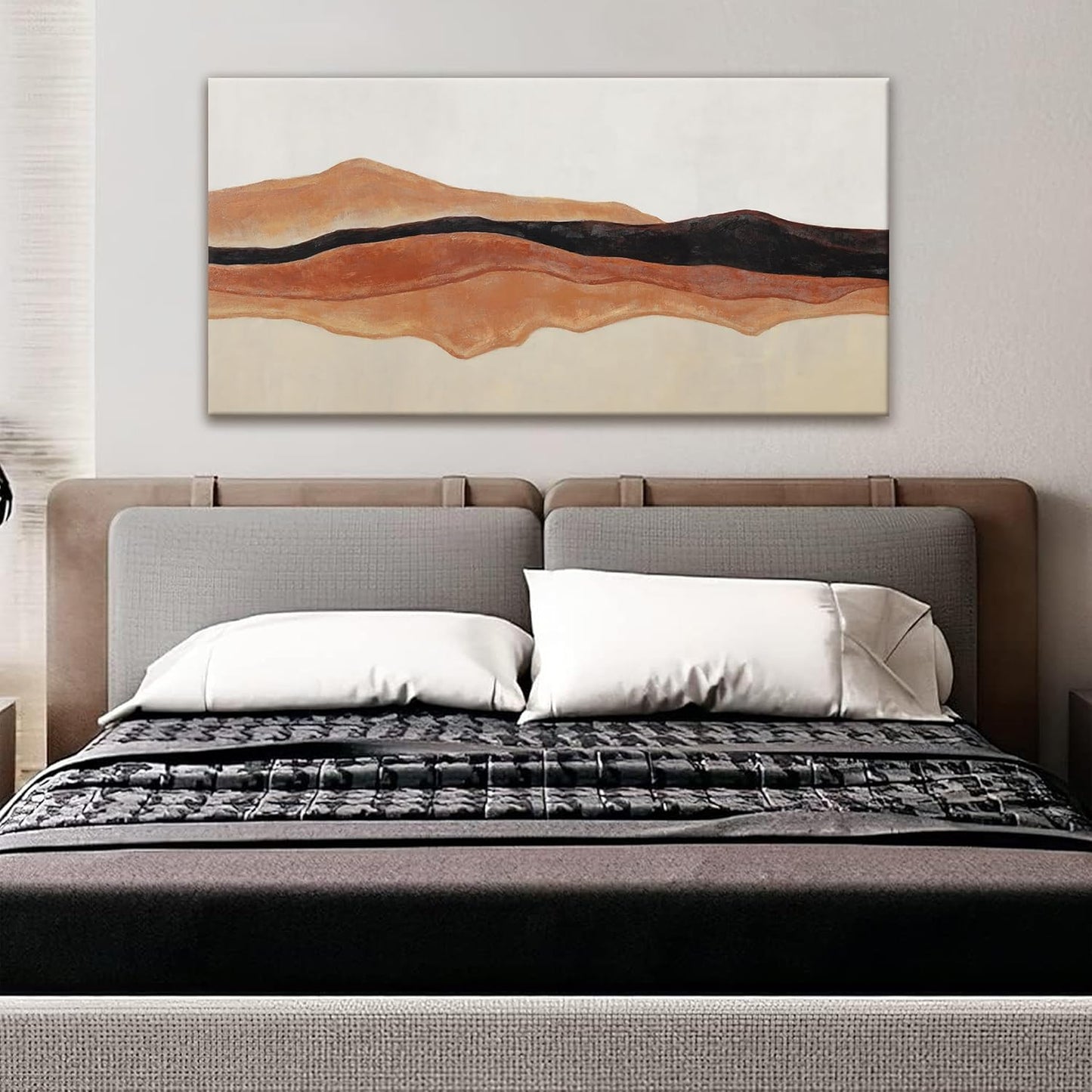 QSQ Abstract Canvas Art Wall Decor Red Brown White Wall Art Painting Abstract Art Prints Minimalist Decor Artwork Pictures For Bedroom Kitchen Office Bathroom Home Wall Decor 20" × 40"